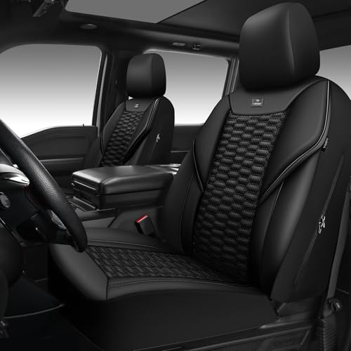 Image of CAR PASS 3D Foam PU Leather Car Seat Covers Front Seats,Black Faux Leather Front Seat Covers for Cars, Universal Fit for SUVs Trucks Vans Sedan Automotive, Armrest Airbag Compatible,Black