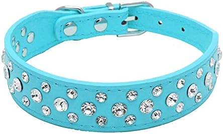 haoyueer Bling Rhinestone PU Leather Crystal Diamond Pet Dog Cat Puppy Collar Black S M L XL  (XL, Pink)
