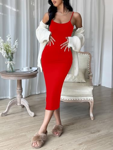 Image of Aahwan Black Solid Bodycon Midi Side Split Thigh Dress for Women's & Girl's