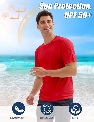 MAGCOMSEN 5 Pack Men's Short Sleeve UPF 50+ Shirts Dry Fit Athletic Rash Guard Workout Running Swim Gym Performance Tshirts2
