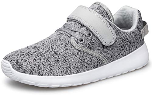 Toednnqi Boys Girls Sneakers Kids Lightweight Breathable Strap Athletic Running Shoes For Little Kids/Toddler Size 10 Light Grey #TOP5