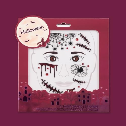 2 Sheets Halloween Face Stickers Halloween Face Tattoos for Women Men Kids - image 3