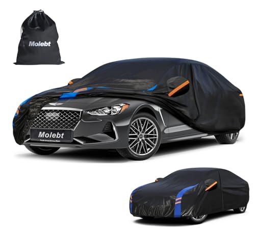 Image of Custom Fit Car Cover for Genesis G70 (2017-2026), Upgraded Waterproof All Weather Outdoor Auto Cover with Driver Door Zipper & Mirror Pockets, UV /Snow /Dust Protection