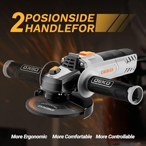8-Amp Angle Grinder: DEKOPRO 4-1/2 inch Electric Corded Grinder Power Tools with Grinding and Cutting Wheels, Auxiliary Handle and Wrench for Cutting, Polishing and Grinding - Image 4
