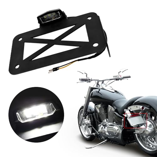 Baceyong Support Plaque Moto, Support de Plaque d'immatriculation pour Moto, Support déporté pour feu arrière LED à Montage latéral pour Motos, vélos de...