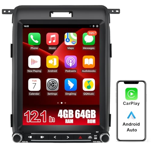 Android 13 Car Radio [4GRAM+64GROM] for Ford F150 2013 2014,12.1 Inch T Style with Wireless CarPlay Android Auto GPS DSP WiFi Bluetooth SWC HDMI Output