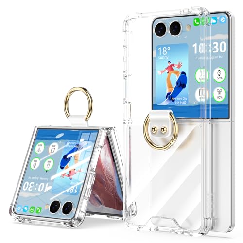 Designed for Samsung Galaxy Z Flip 7 Case Clear with Ring, Anti-Fall Shockproof Protective Phone Cover Compatible with Galaxy Z Flip 7 Case 5 G 2025 (Clear)