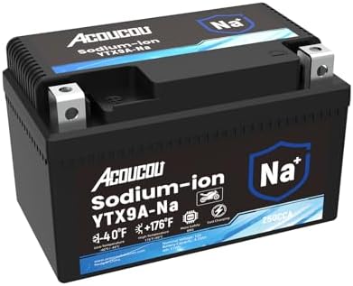 Acoucou YTX9 BS YTX9A-BS Motorcycle Battery, YTX9-BS12V 4.25Ah Sodium-Ion Battery, 250CCA, For Motorcycles, ATV, Lawn Mowers, Tractors