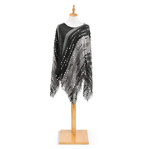 DEMDACO Textured Black One Size Fits Most Acrylic and Polyester Fabric Poncho Shawl2