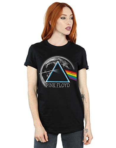 Pink Floyd Women's Dark Side of The Moon Distressed Boyfriend Fit T-Shirt Black X-Large