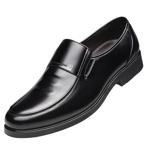 Mens Oxford Brogue Shoes Slip On Formal Business Round Toe Block Heel Anti Slip Low Top Comfortable