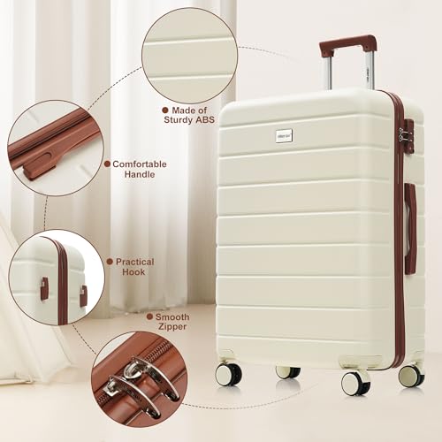 Image of Hardside Luggage Sets, Lightweight Suitcase with Spinner Wheel, Ivory