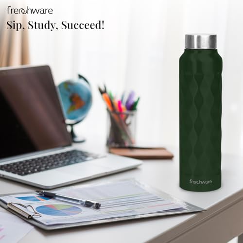 Image of Frenchware Water Bottle (1 Litre, Premium Stainless Steel, Emerald Green) Bottle for Fridge, School, Outdoor, Gym, Home and Office, Scratch-Resistant, Rust Free, Non-Toxic, Easy-to-Clean