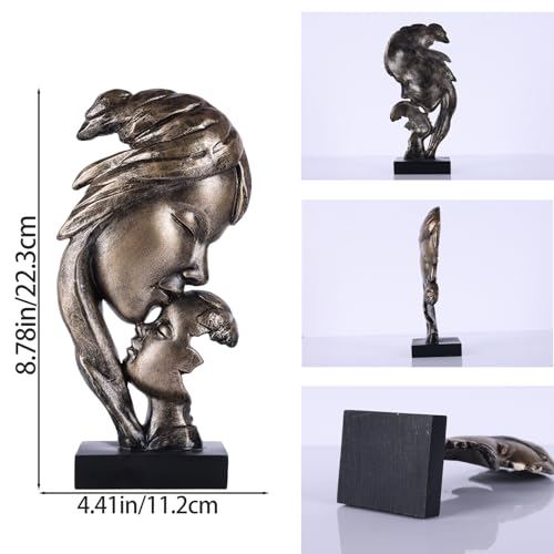 Estatua Abstracta Madre Besando a Hijo en Resina Bronce miniatura 6