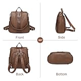 VASCHY Women Backpack, Fashion Anti Theft Ladies Backpack Purse Faux Leather Daypack 3 Ways to Carry Vintage School Rucksack Handbag Bag with Detachable Shoulder Strap for Travel Shopping (Brown) - Image 6