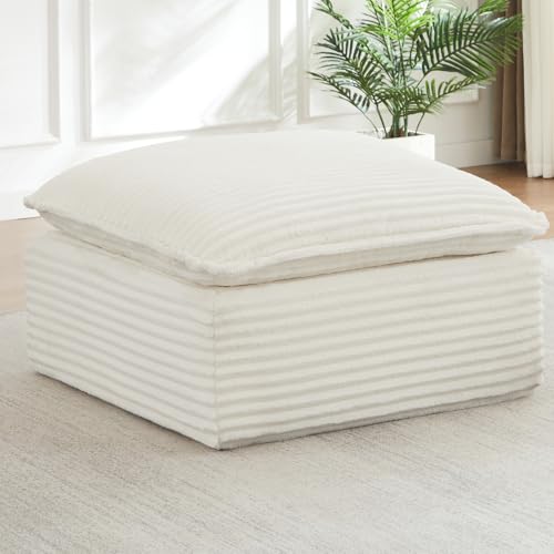 Image of Ottoman Module for Modular Sectional Sofa - Oversized Corduroy Footrest Add-on, Memory Foam Boneless Cloud Couch Extension, Sofa Seat for Living Room