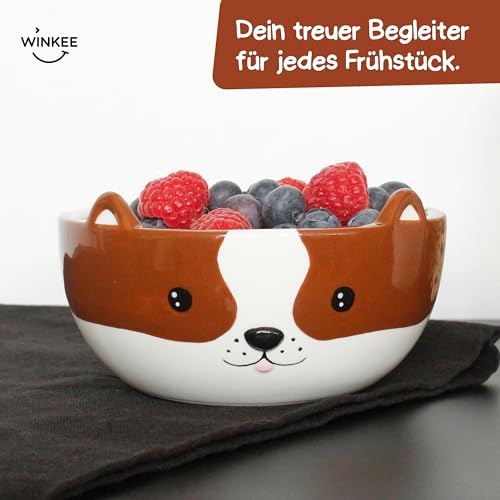 Winkee - Hündchen Müslischale Bino I Süße kleine Schüssel aus Keramik mit Hund-Öhrchen I Hunde Geschenk aus Steingut