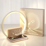 Vivilumens Sunrise Alarm Clock Wireless Charger, 10 White Noise Sound Machine Alarm Clock with 30/60/90 Mins Timer, 3 Levels Touch Night Light Dual Clocks for Heavy Sleeper Bedroom Decor Gifts for Her