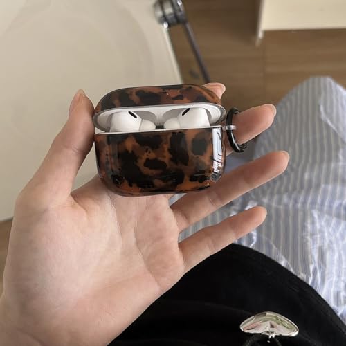 aaknhen Leopard Cheetah Print Case for AirPods 4th Generation(2024) with Keychain Tortoiseshell Animal Pattern Trendy Brown Cases with Lock for Cool Girls Women Men(for AirPods 4,Tortoise) by aaknhen - Image 4