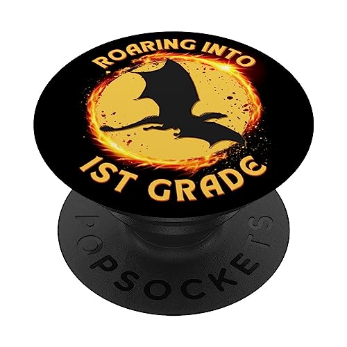 Dragon Roaring Into 1st Grade First Teacher Back To School PopSockets PopGrip Intercambiable