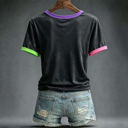 Halloween Shirts for Women Leopard Boo Ghost Short Sleeve V Neck Tshirt - image 3