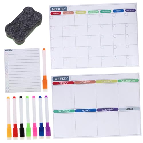 LALAFINA 12pcs Magnetic Fridge Calendar Whiteboard Dry Erase Weekly Planner for Meal Scheduling Notes Reusable Magnetic Organizer for Refrigerator Accessories Included
