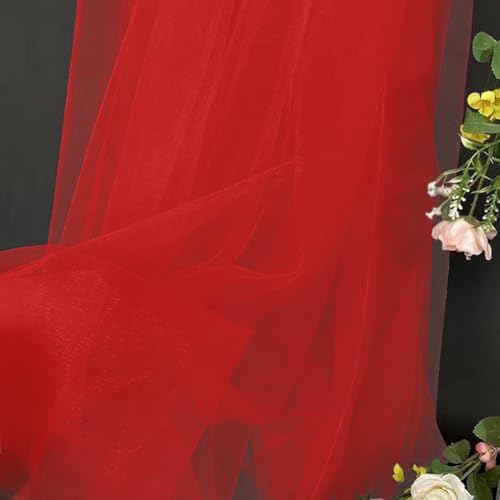 Tissu en tulle rouge organza - 3 m x 160 cm, pour bricolage, table, fête, décoration de mariage, jupe en tulle