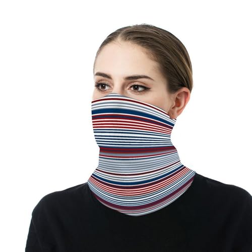 Máscara facial con rayas rojas, azules, blancas y grises para frío, pañuelo protector para cuello, bandana impermeable al viento para hombres y mujeres, gorro elástico para motocicleta, ciclismo, esquí y fiesta miniatura 7