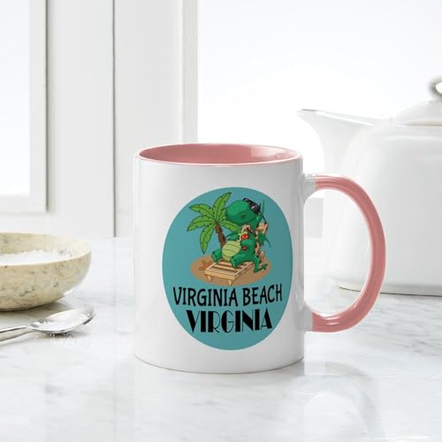 Taza de cerámica CafePress 11 oz blanca y rosa miniatura 6