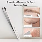 Slant Tip Precision Tweezers - Stainless Steel Eyebrow Tweezers for Women & Men - Precision Tweezers for Facial Hair, Ingrown Hair & Brow Shaping - Professional Beauty Tool (White) - Image 3