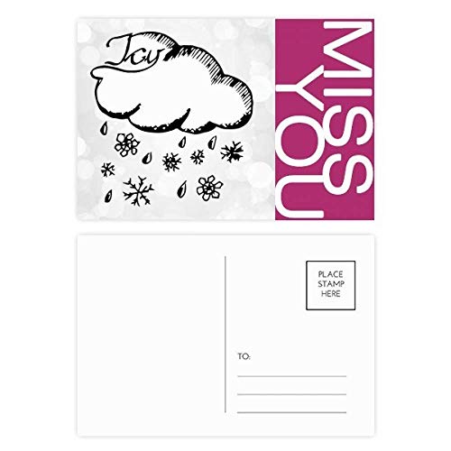 Lot carte postale flocon de neige nuageux carte remerciement 20pcs multicolore 5,7x3,8