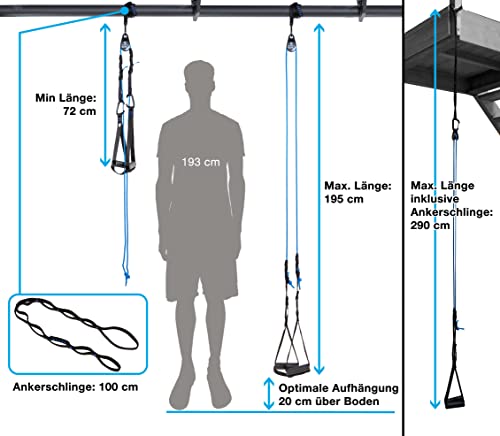 aeroSling Sling Trainer Elite, Suspension Trainer para el Entrenamiento de Todo el Cuerpo con su Propio Peso Corporal, Incluyendo DVD de Fitness Online con Planes de Entrenamiento, Anclaje de Puerta