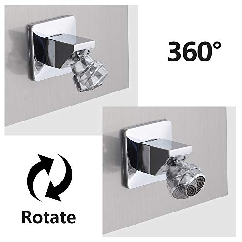 Shower Panel Tower System 58 Inch Stainless Steel Led Rainfall Waterfall Shower Head, 6-Function Faucet Rain Massage System With Handheld Sprayer, Body Jets, Tub Spout, Silver #TOP5