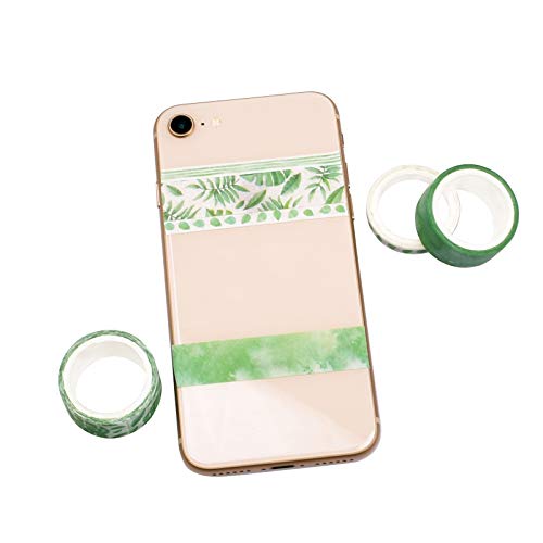 8 rollos de cinta adhesiva verde Washi para manualidades y decoración de álbumes de recortes 5