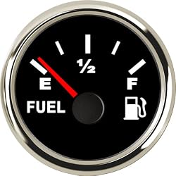 100TECH Marine Fuel Gauge 240-33 Ohm for Boat & Car Backlit, Black | Aftermarket Marine & Automotive Replacement Fuel Gauge with Backlight for Boats, Cars, Trucks, RVs & Diesel.