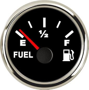 100TECH Marine Fuel Gauge 240-33 Ohm for Boat & Car Backlit, Black | Aftermarket Marine & Automotive Replacement Fuel Gauge with Backlight for Boats, Cars, Trucks, RVs & Diesel.
