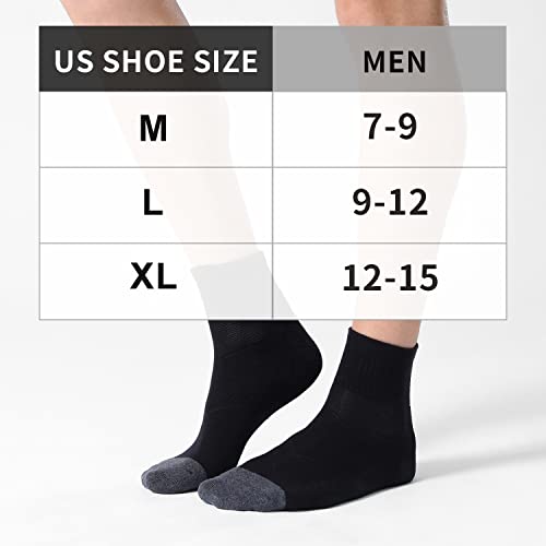 CS CELERSPORT 6 Pack Men's Ankle Socks with Cushion Athletic Running Socks, Black, Shoe Size: 9-12