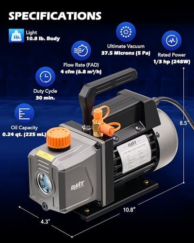Orion Motor Tech Auto AC Vacuum Pump Specifications
