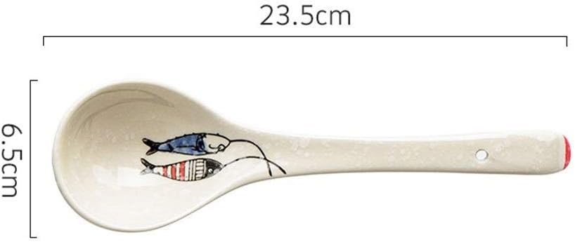 Ceramic Spoons Set of 4, Asian Soup Spoons, Rice Spoons, Chinese Ton Porcelain Spoons for Kitchen (Color : B)