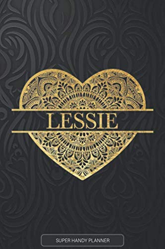 Lessie: Lessie Planner, Calendar, Notebook ,Journal, Gold Heart Design With The Name Lessie