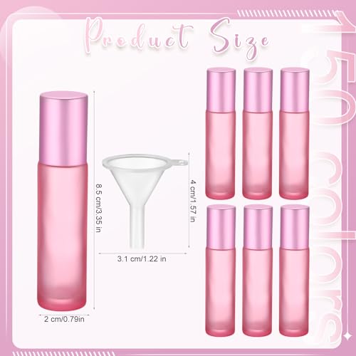 Image of Sumind 150 Pcs Frosted Glass Roller Bottles 10 ml, Frosted Pink, 10 ml
