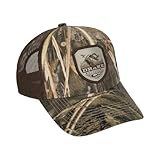 Drake Waterfowl Vintage Badge Mesh Back Cap - 6-Panel Structured Front Panels Cap with Adjustable Closure, Mossy Oak Shadow Grass Habitat