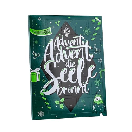 Borussia Mönchengladbach Adventskalender 2025 inkl. Poster | Offizieller Fanartikel Fohlenshop | Mit 24 köstlichen Schokotalern | Weihnachtskalender mit Borussia-Motiv