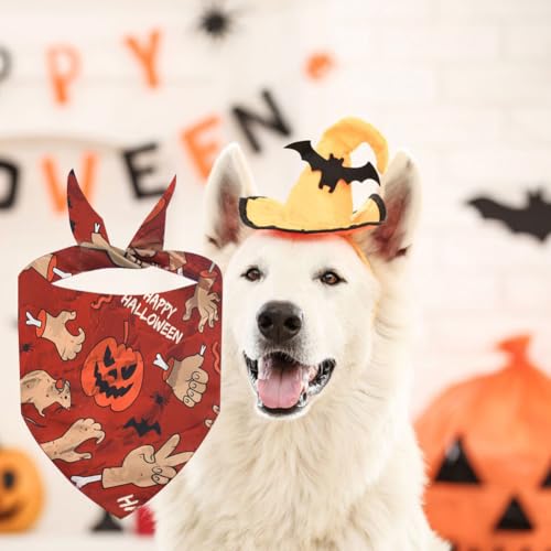 2 Stück Halloween Halsdreiecke Hundehalstücher, Hunde Dreiecks Halstuch, Hundehalstuch Dreieckstuch, Welpen Halstuch, Hunde und Katze Halloween kostüm