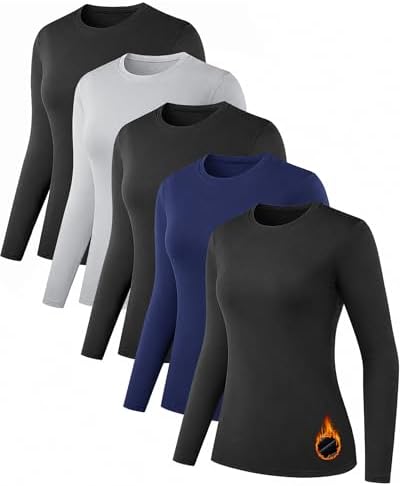 NebuKinex 5 Pack Long Sleeve Thermal Shirts for Women Ultra Soft ...