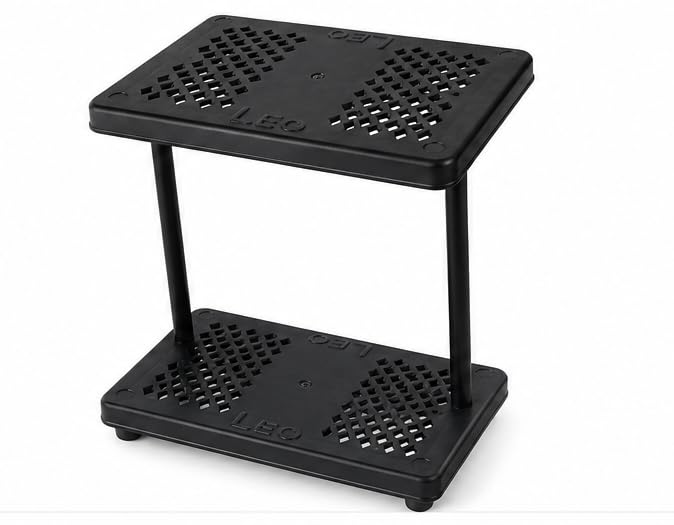 2-tier inverter battery stand, 180 kg capacity, 61 cm height | anti-slip surface, rust-proof metal pipes, heavy-duty plastic, multipurpose storage, sturdy base design