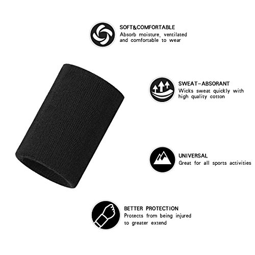 Hoter 6 Inch Sport-Wristband Running-Wrisband Lengthen Thick Unisex Wristband/Sweatband For Tennis Athletic Sports,1Pc/2Pcs Pack #TOP2