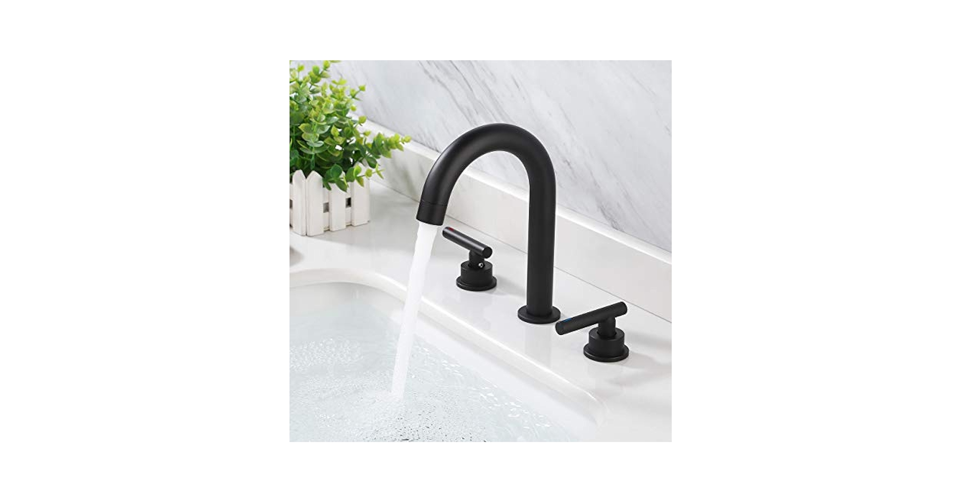KES Black Bathroom Sink Faucet 3 Hole 8-Inch Widespread