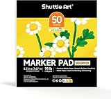 Shuttle Art スケッチブック マーカー用画用紙 50枚 クロッキーブック お絵かき帳 自由帳 210×195mm 160GSM アルコールマーカー用 ミシン目付 デッサン スケッチ メモ ノート 落書き イラスト 写生帳 サイン帳 中性紙 持ち運び便利 初心者 子供 学校・旅行・野外スケッチ用