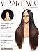 Beauty Forever V Part Wig Human Hair Yaki Straight EasiContour Vpart Wigs No Leave Out Ombre Chestnut Brown Glueless Upgraded U Part Wigs for Women None Lace Front Wigs T128 Color 150% Density 16inch